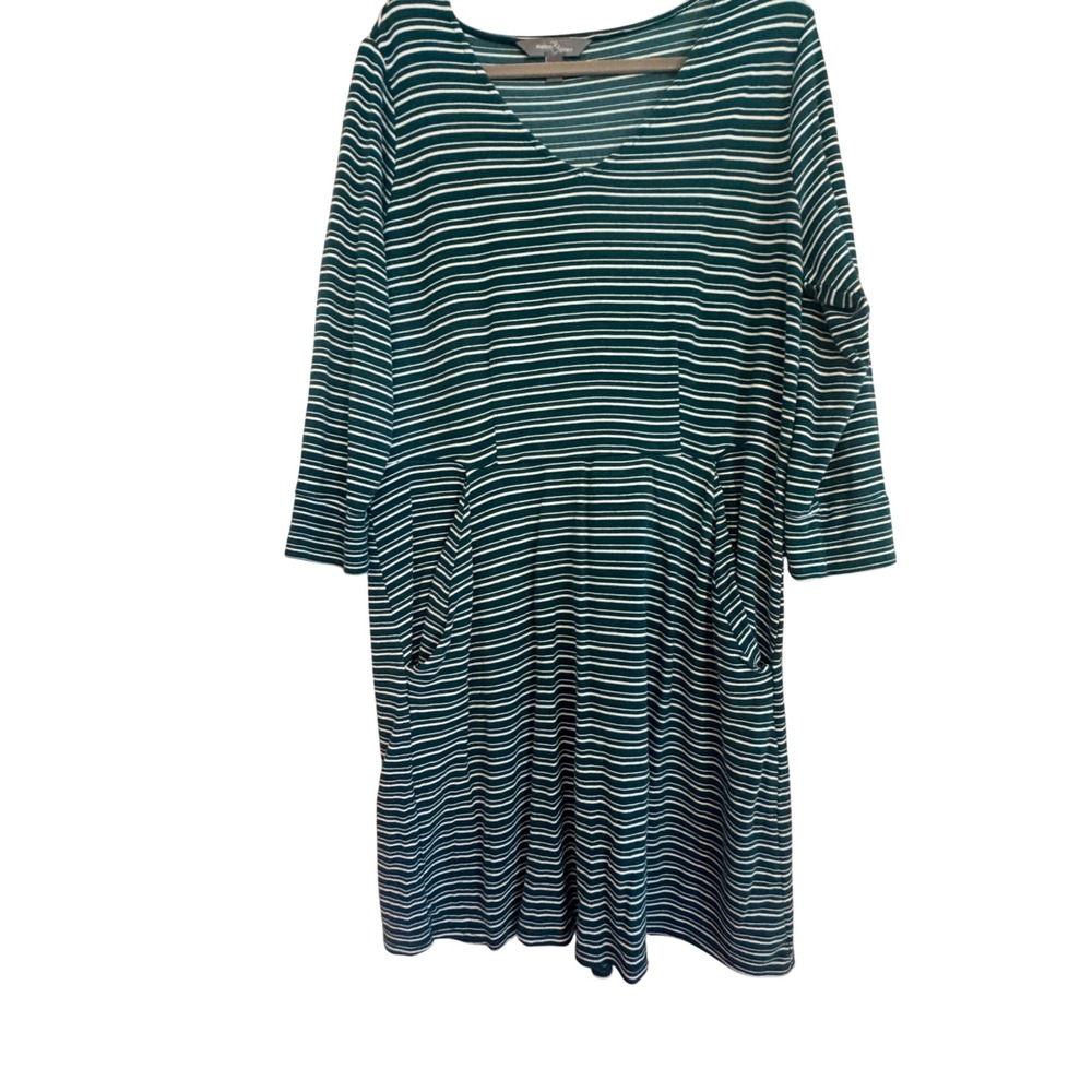 Market & Spruce Striped Knit Dress Women 1X Stretch‎ Pockets Casual Minimalist